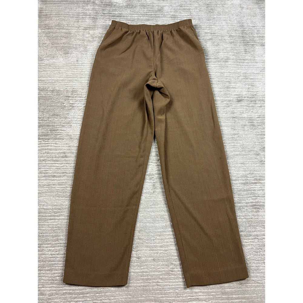 Alfred Dunner Pants Womens 12 Brown Pull On Straight Leg Elastic Waist Textured